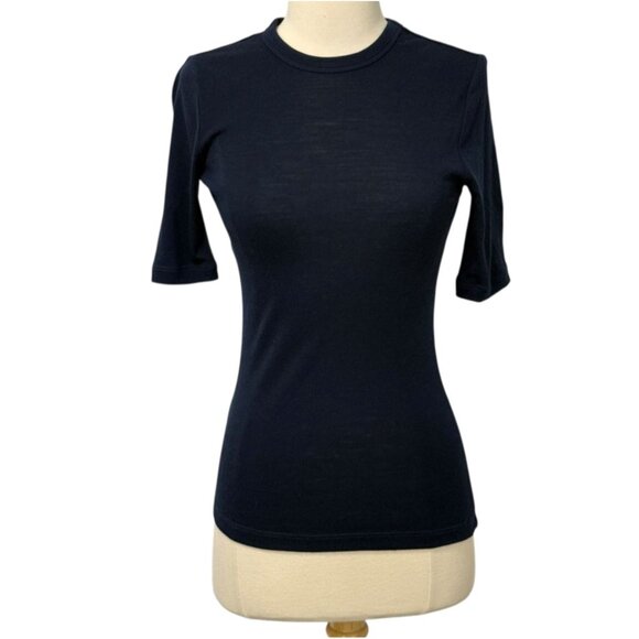 Tilley Stretch Merino Wool Crewneck Short Sleeve Top T-Shirt Navy Blue Size S - Picture 9 of 9